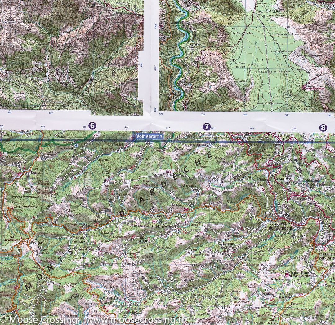 Carte TOP 75 n° 14 - Gorges & Monts d'Ardèche | IGN carte pliée IGN 