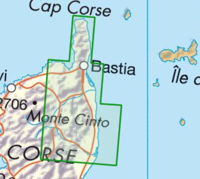 Carte TOP 75 n° 30 - Bastia, Corte, Cap Corse (Corse) | IGN carte pliée IGN 