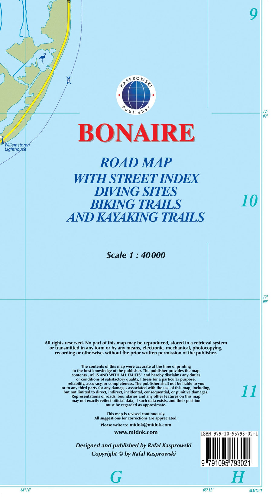 Carte topographique - Bonaire | Kasprowski carte pliée Kasprowski 