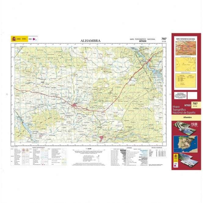 Carte topographique de l'Espagne - Alhambra, n° 0787 | CNIG - 1/50 000 carte pliée CNIG 