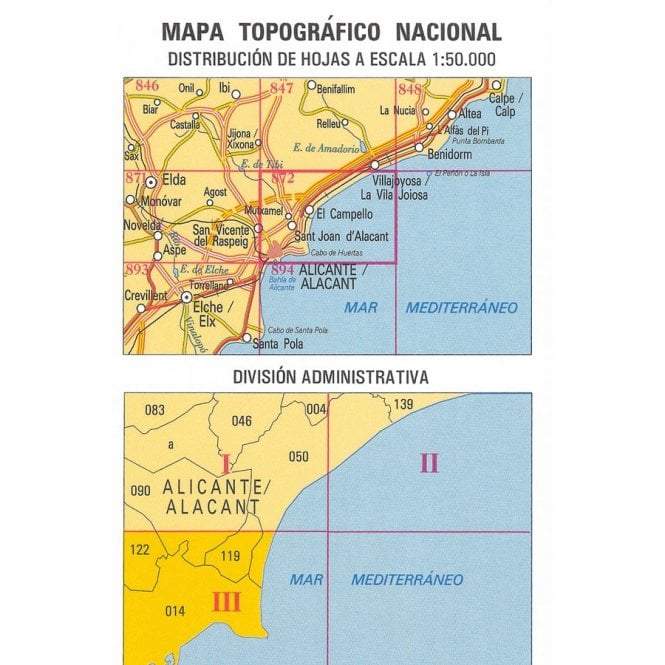 Carte topographique de l'Espagne - Alicante, n° 0872.3 | CNIG - 1/25 000 carte pliée CNIG 