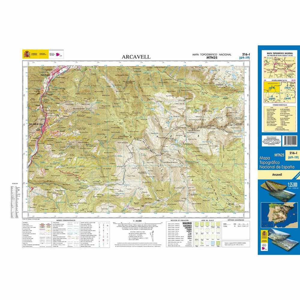 Carte topographique de l'Espagne - Arcavell, n° 0206.1 | CNIG - 1/25 000 carte pliée CNIG 