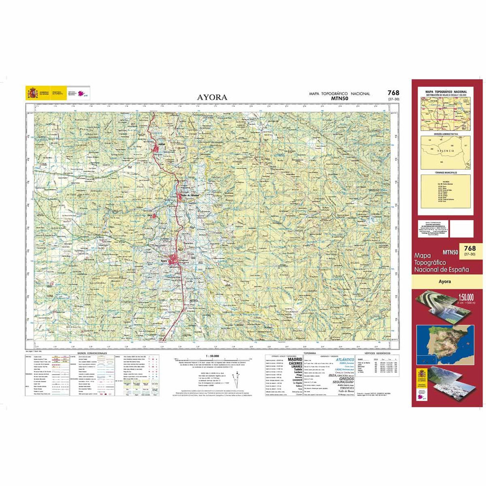 Carte topographique de l'Espagne - Ayora, n° 0768 | CNIG - 1/50 000 carte pliée CNIG 