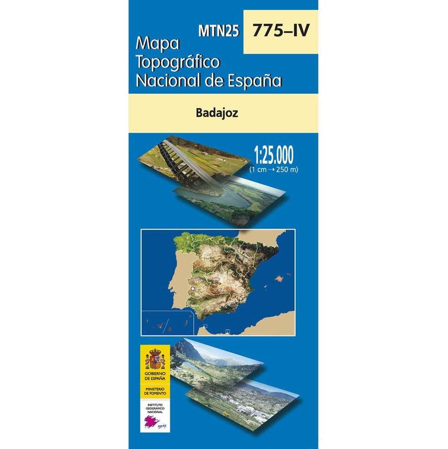Carte topographique de l'Espagne - Badajoz, n° 0775.4 | CNIG - 1/25 000 carte pliée CNIG 