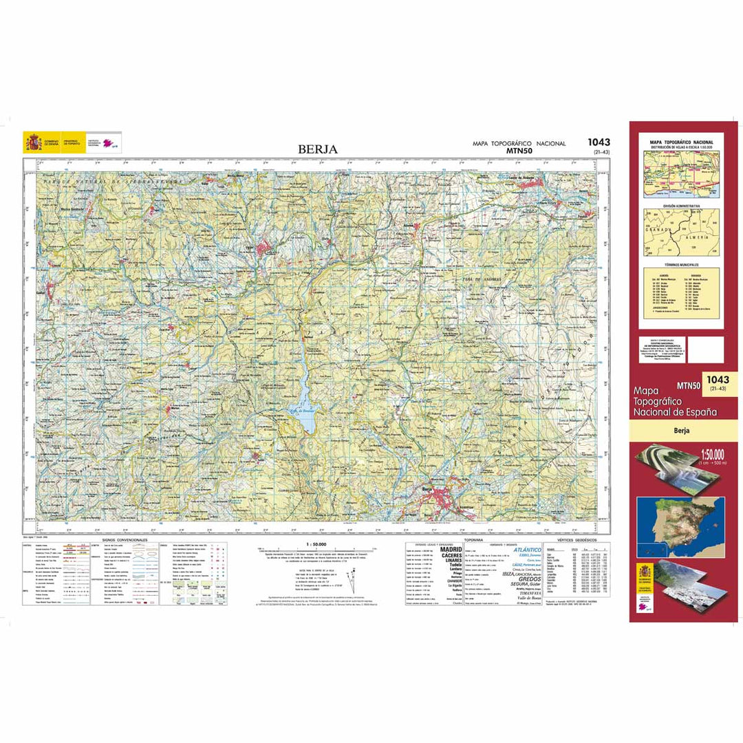Carte topographique de l'Espagne - Berja, n° 1043 | CNIG - 1/50 000 carte pliée CNIG 