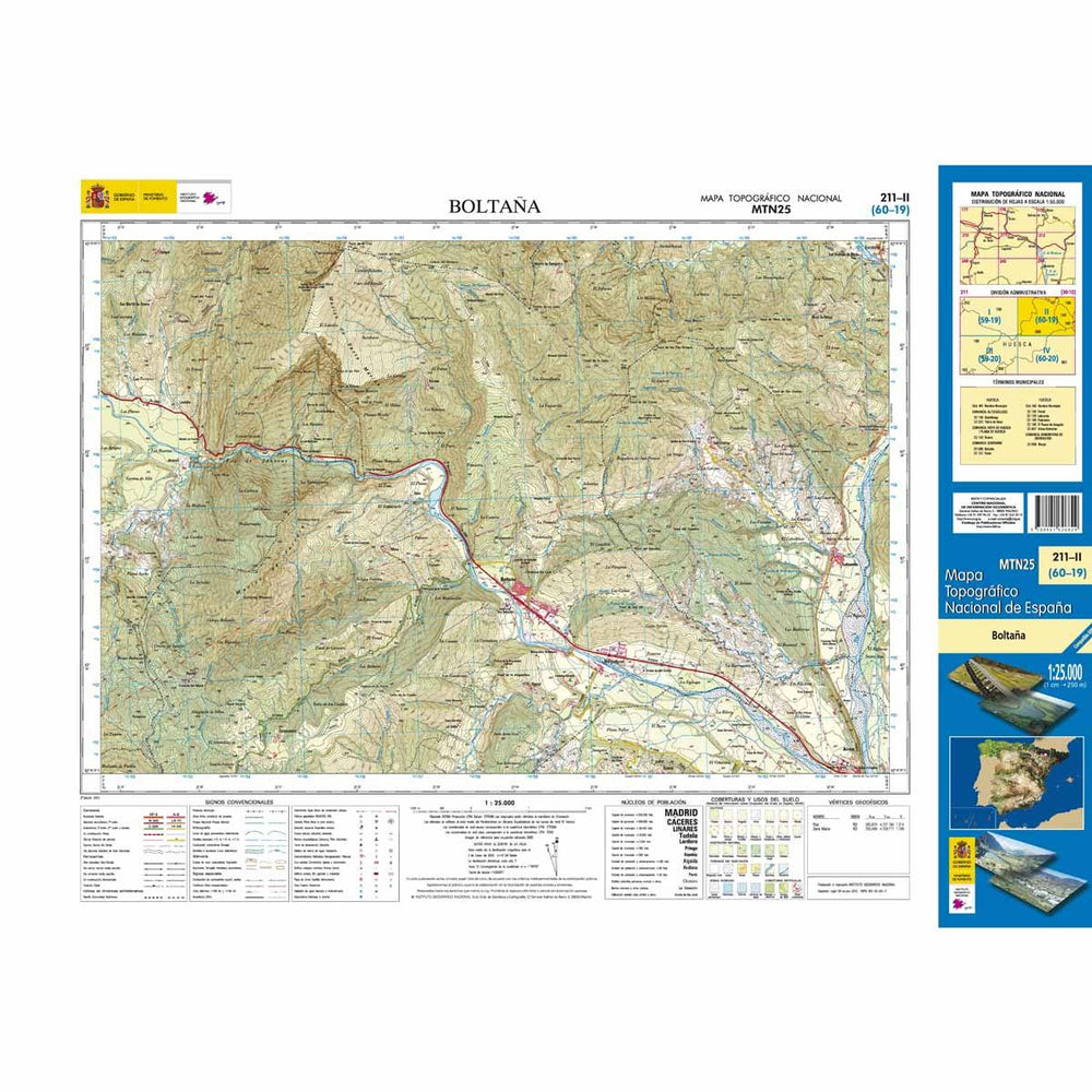 Carte topographique de l'Espagne - Boltaña, n° 0201.2 | CNIG - 1/25 000 carte pliée CNIG 