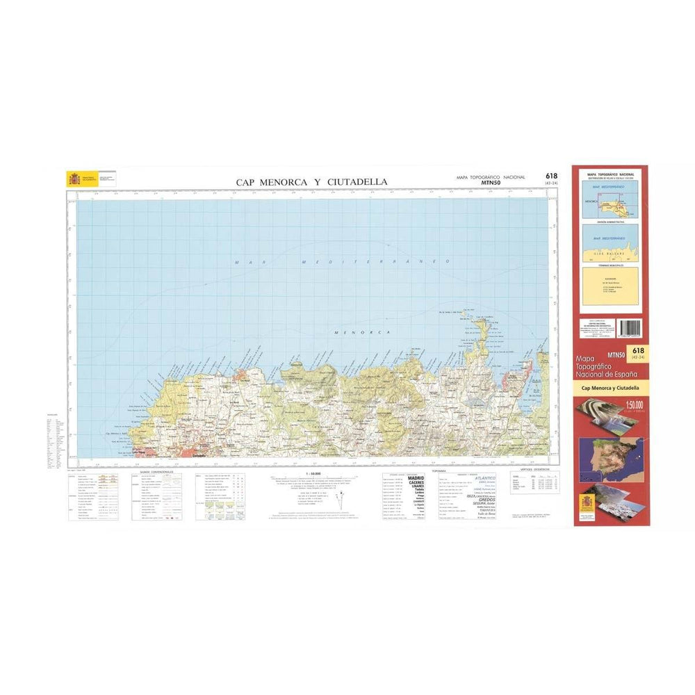 Carte topographique de l'Espagne - Cap Menorca y Ciutadella (Minorque), n° 0618 | CNIG - 1/50 000 carte pliée CNIG 