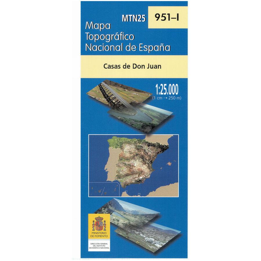 Carte topographique de l'Espagne - Casas de Don Juan, n° 0951.1 | CNIG - 1/25 000 carte pliée CNIG 
