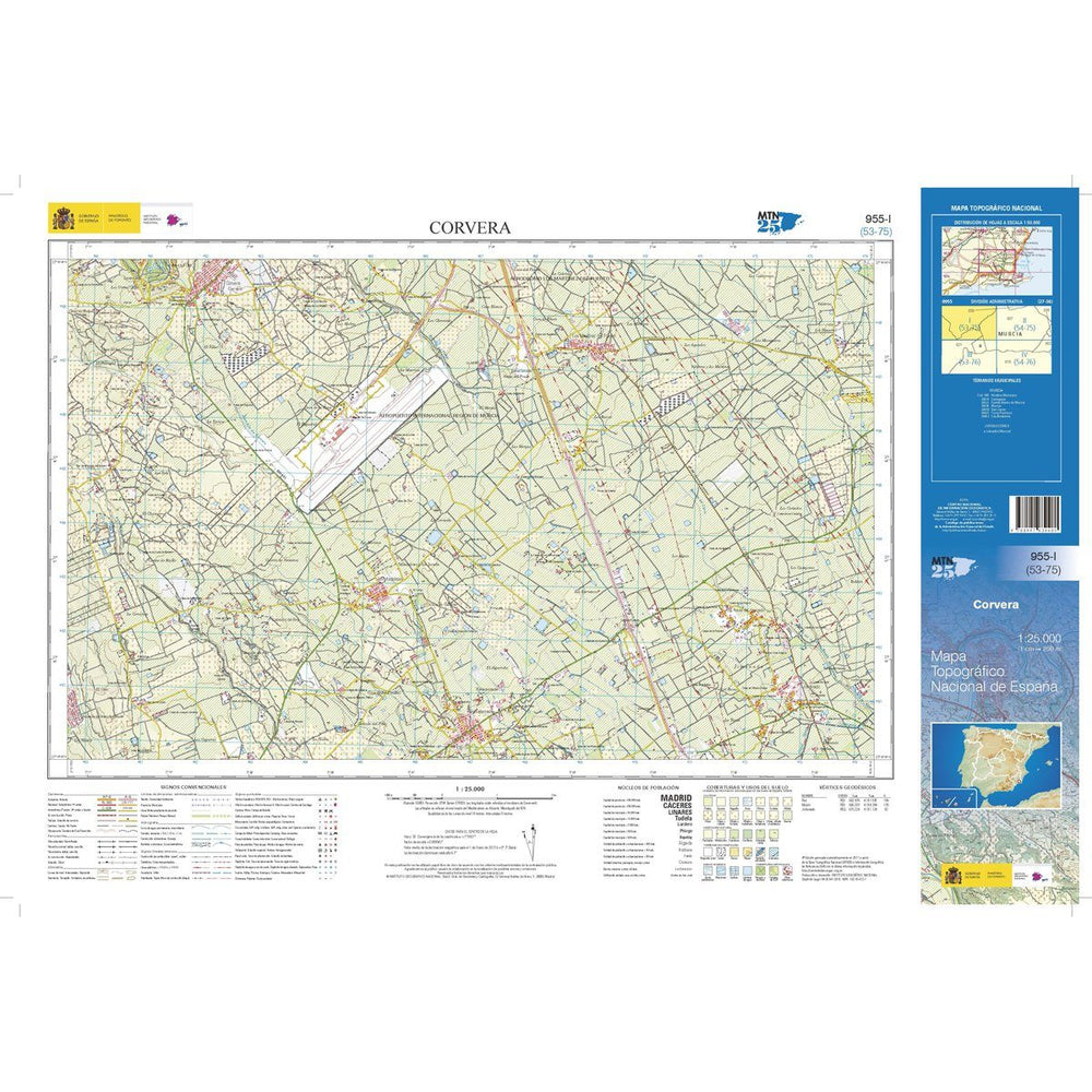 Carte topographique de l'Espagne - Corvera, n° 0955.1 | CNIG - 1/25 000 carte pliée CNIG 