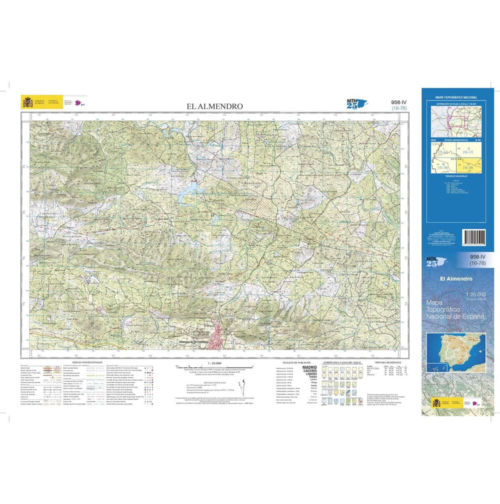 Carte topographique de l'Espagne - El Almendro, n° 0958.4 | CNIG - 1/25 000 carte pliée CNIG 