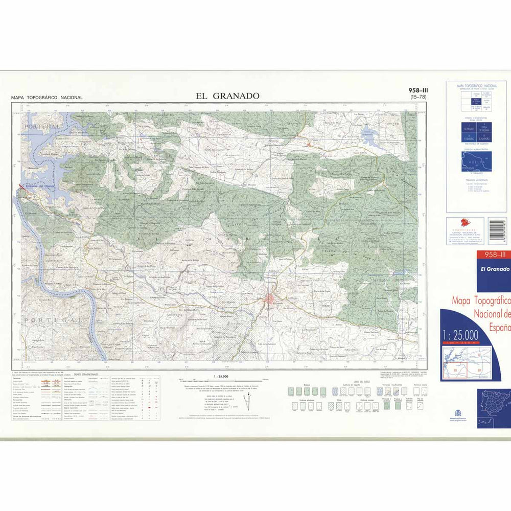 Carte topographique de l'Espagne - El Granado, n° 0958.3 | CNIG - 1/25 000 carte pliée CNIG 