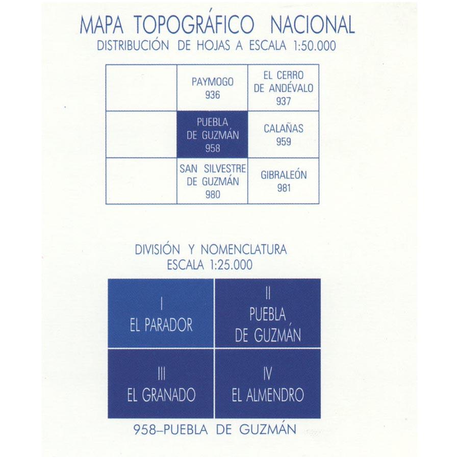 Carte topographique de l'Espagne - El Parador, n° 0958.1 | CNIG - 1/25 000 carte pliée CNIG 