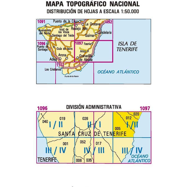 Carte topographique de l'Espagne - Fasnia (Tenerife), n° 1097.1/2 | CNIG - 1/25 000 carte pliée CNIG 