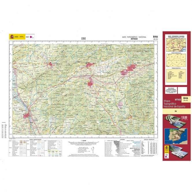 Carte topographique de l'Espagne - Ibi, n° 0846 | CNIG - 1/50 000 carte pliée CNIG 