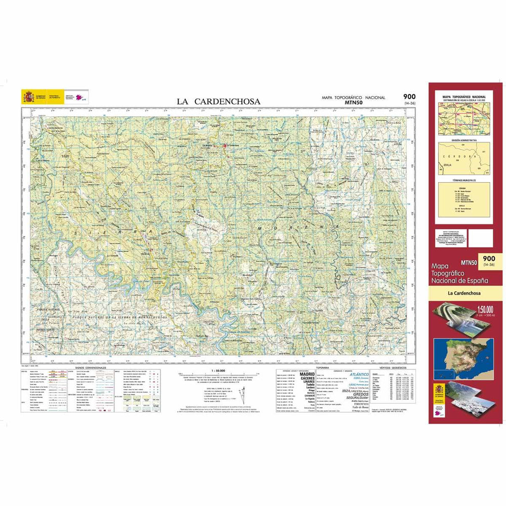 Carte topographique de l'Espagne - La Cardenchosa, n° 0900 | CNIG - 1/50 000 carte pliée CNIG 