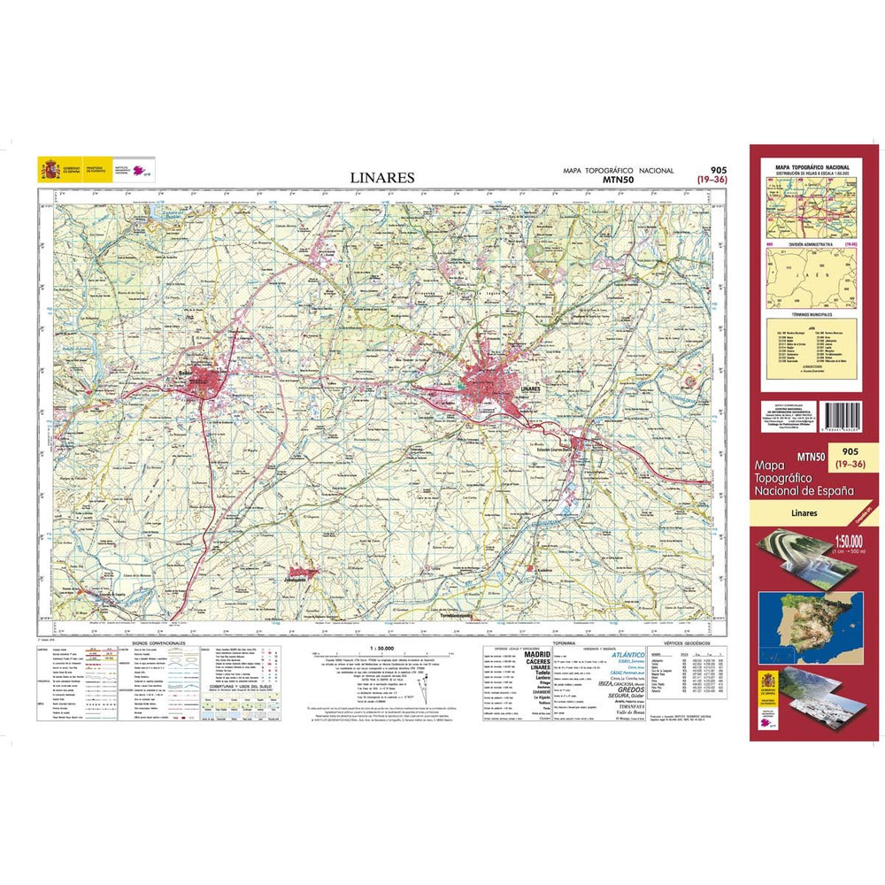 Carte topographique de l'Espagne - Linares, n° 0905 | CNIG - 1/50 000 carte pliée CNIG 