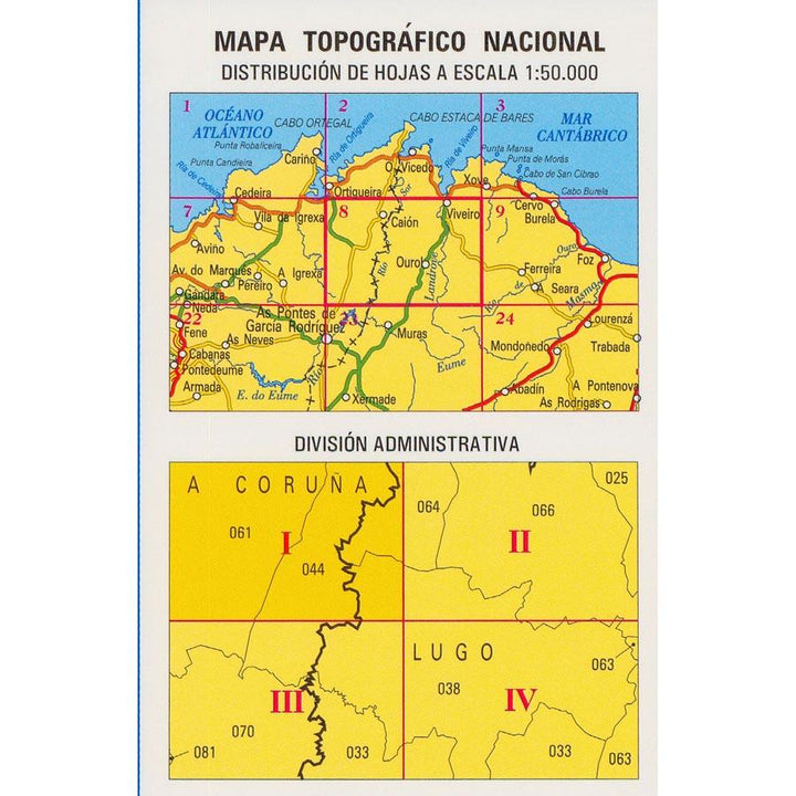 Carte topographique de l'Espagne - Mañón, n° 0008.1 | CNIG - 1/25 000 carte pliée CNIG 