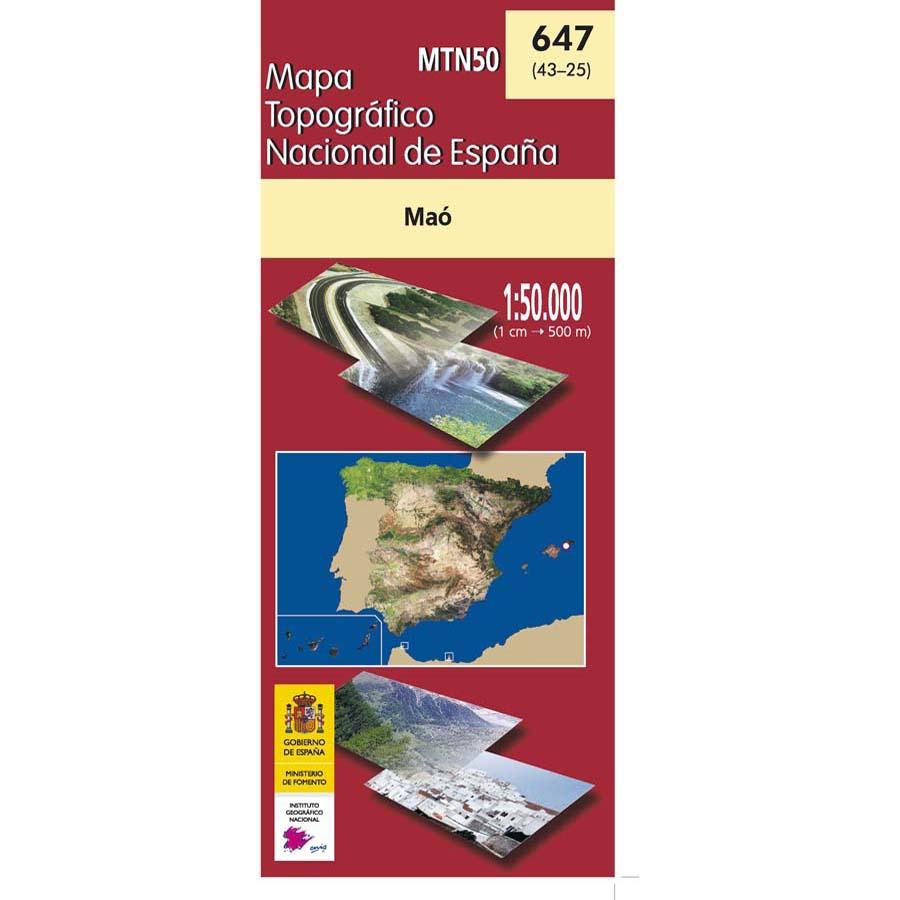 Carte topographique de l'Espagne - Maó (Minorque), n° 0647 | CNIG - 1/50 000 carte pliée CNIG 