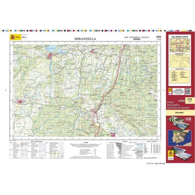 Carte topographique de l'Espagne - Mirandilla, n° 0752 | CNIG - 1/50 000 carte pliée CNIG 