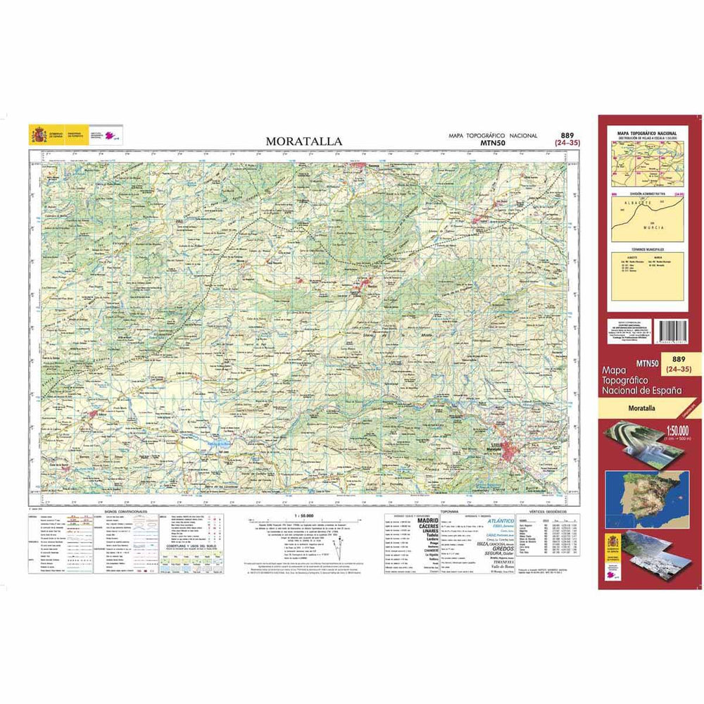 Carte topographique de l'Espagne - Moratalla, n° 0889 | CNIG - 1/50 000 carte pliée CNIG 