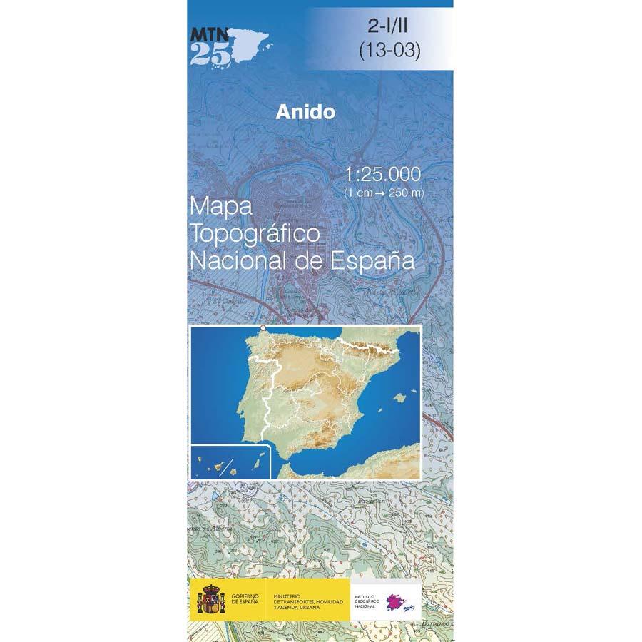 Carte topographique de l'Espagne n° 0002.1/2 - Anido | CNIG - 1/25 000 carte pliée CNIG 