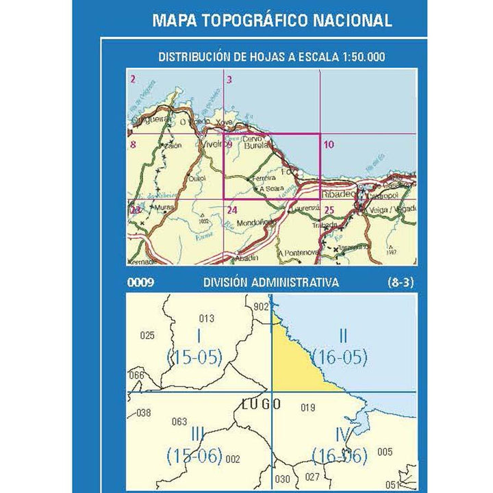 Carte topographique de l'Espagne n° 0009.2 - Fazouro | CNIG - 1/25 000 carte pliée CNIG 