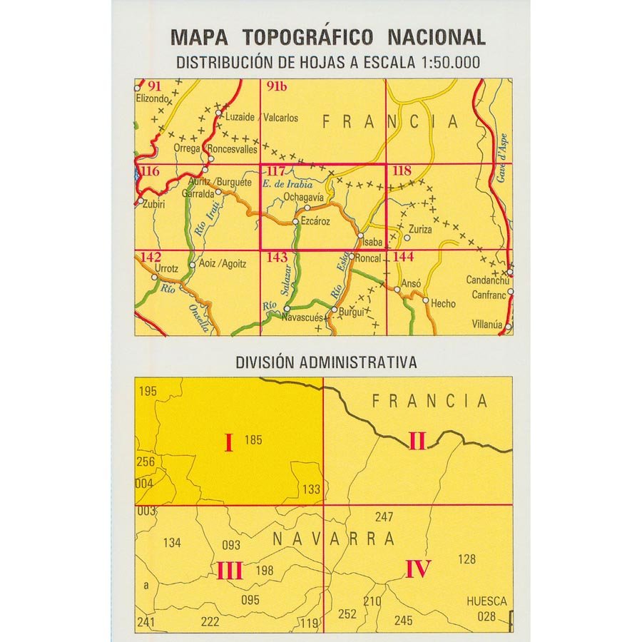 Carte topographique de l'Espagne n° 0117.1 - Irati | CNIG - 1/25 000 carte pliée CNIG 