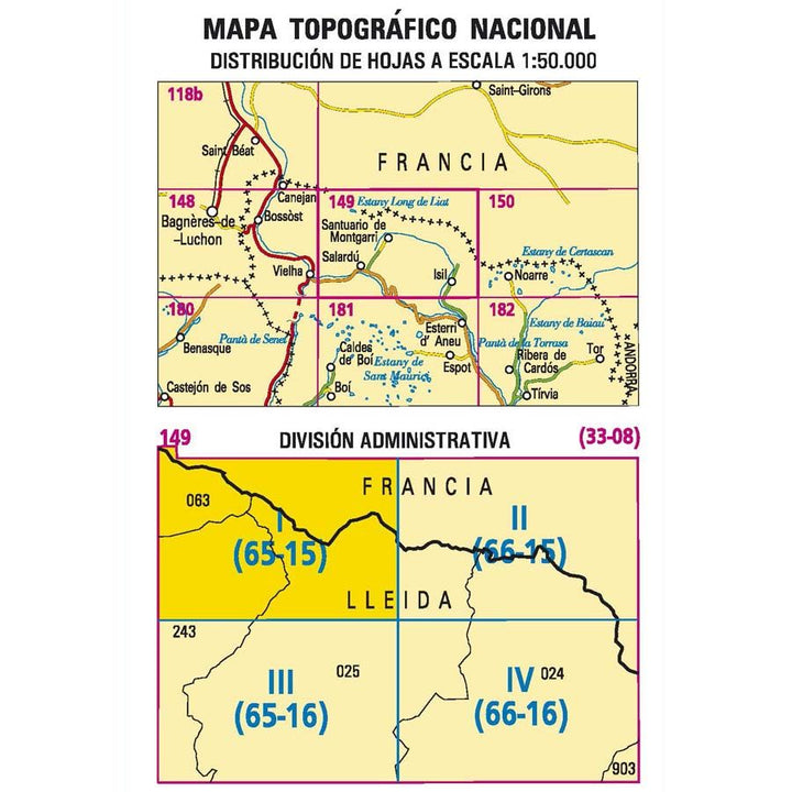 Carte topographique de l'Espagne n° 0149.1 - Estanh long de Liat | CNIG - 1/25 000 carte pliée CNIG 