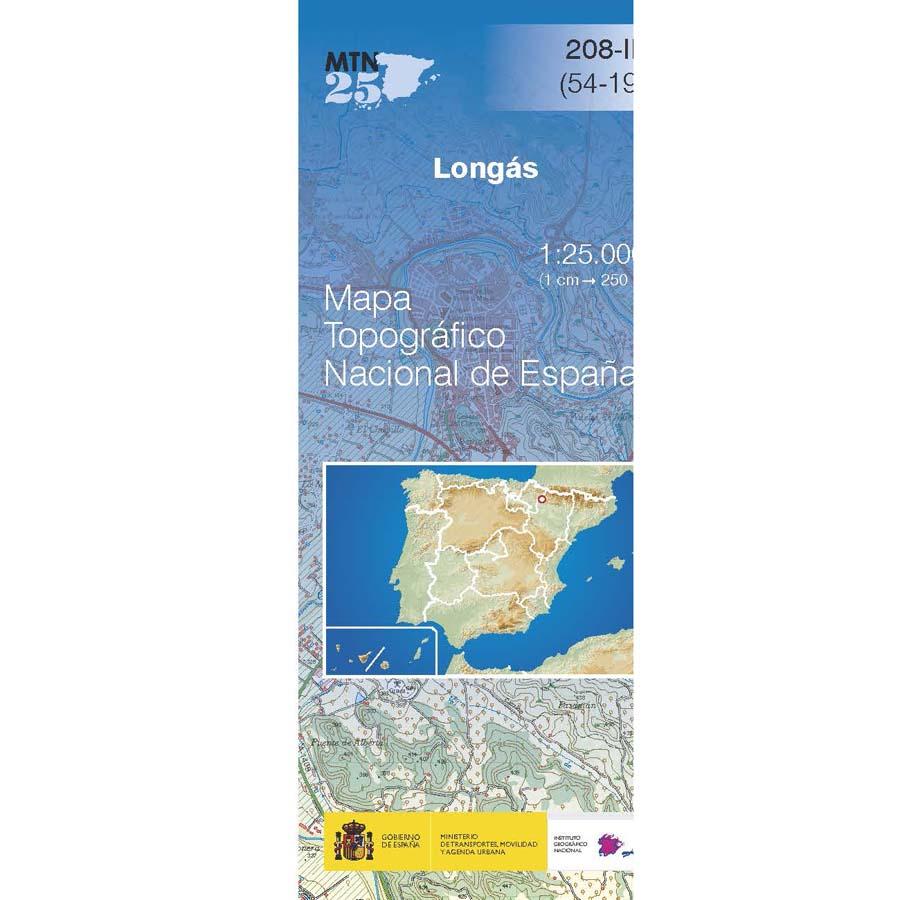 Carte topographique de l'Espagne n° 0208.2 - Longás | CNIG - 1/25 000 carte pliée CNIG 