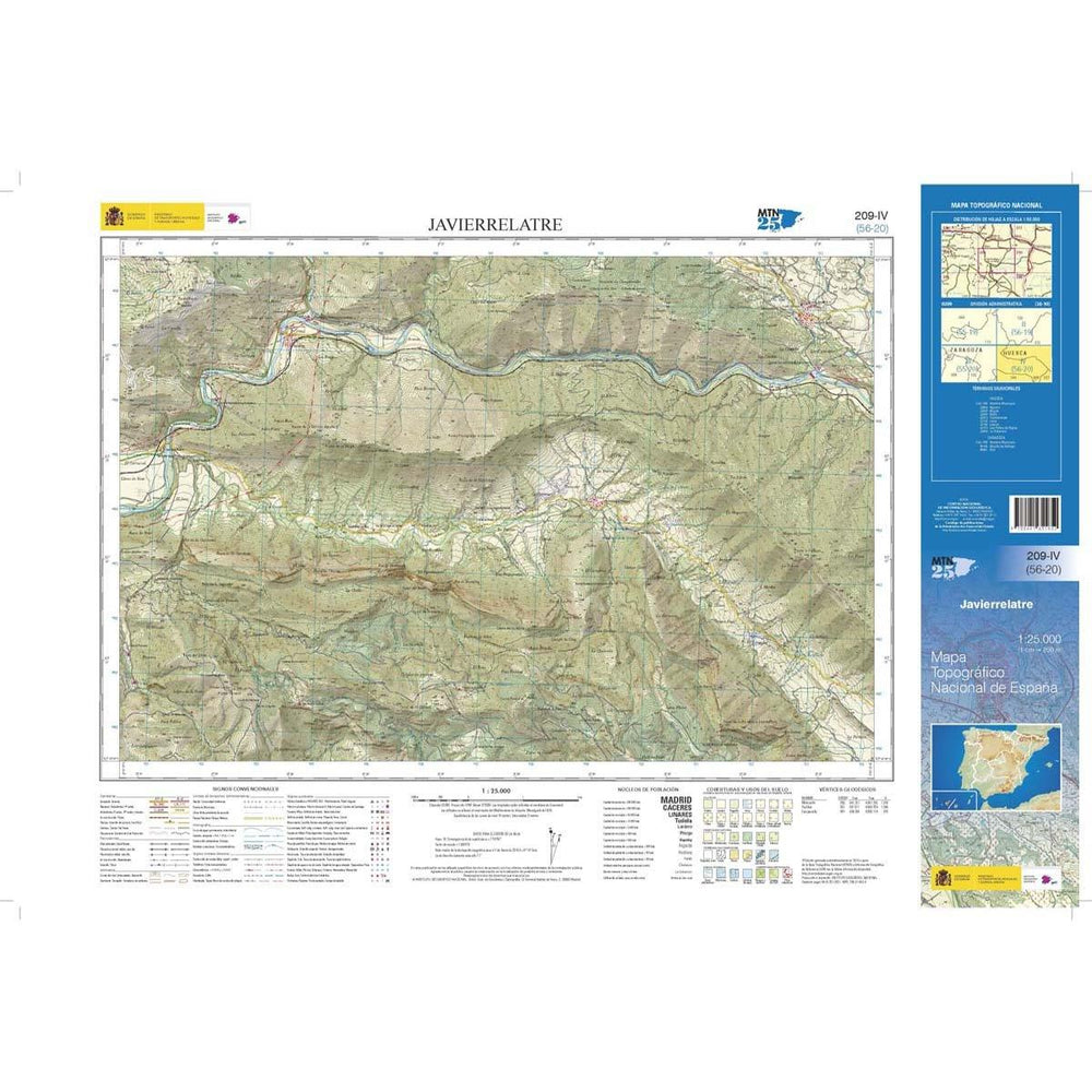 Carte topographique de l'Espagne n° 0209.4 - Javierrelatre | CNIG - 1/25 000 carte pliée CNIG 