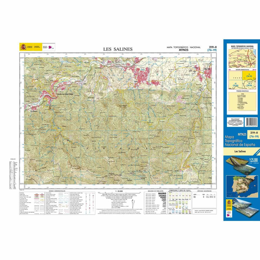 Carte topographique de l'Espagne n° 0219.2 - Les Salines | CNIG - 1/25 000 carte pliée CNIG 