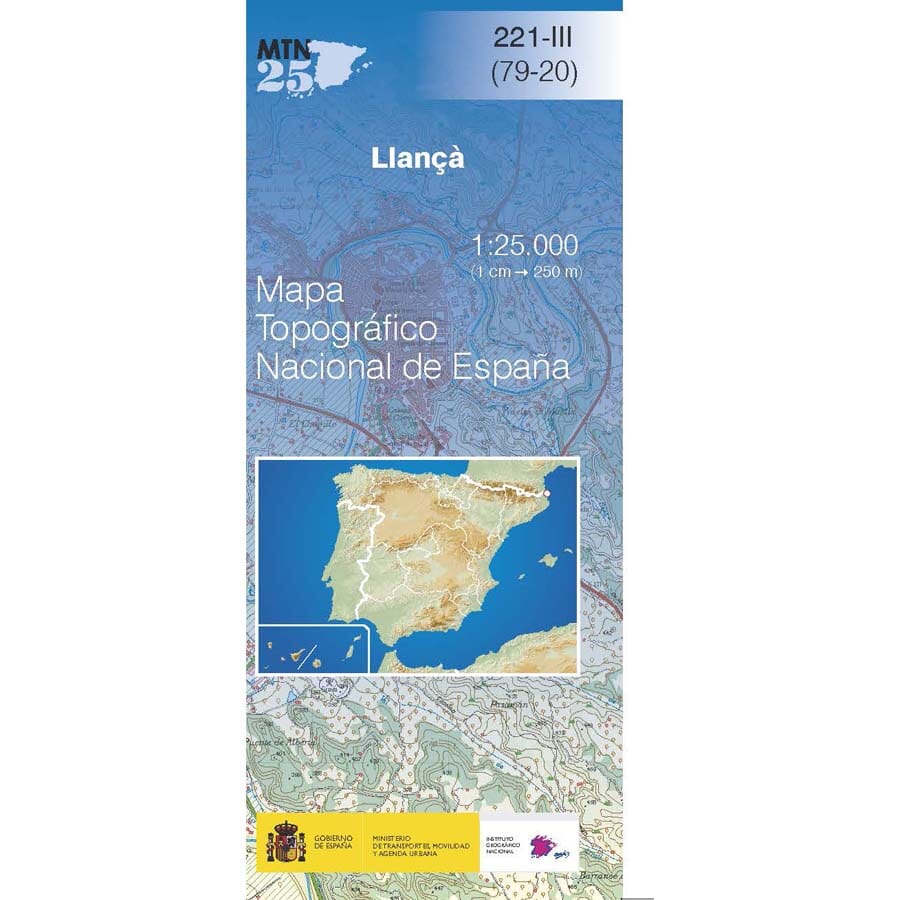 Carte topographique de l'Espagne n° 0221.3 - Llançá | CNIG - 1/25 000 carte pliée CNIG 