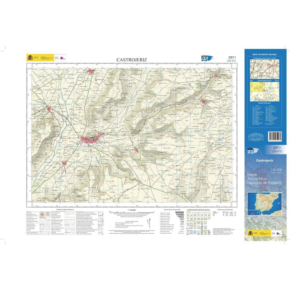 Carte topographique de l'Espagne n° 0237.1 - Castrojeriz | CNIG - 1/25 000 carte pliée CNIG 