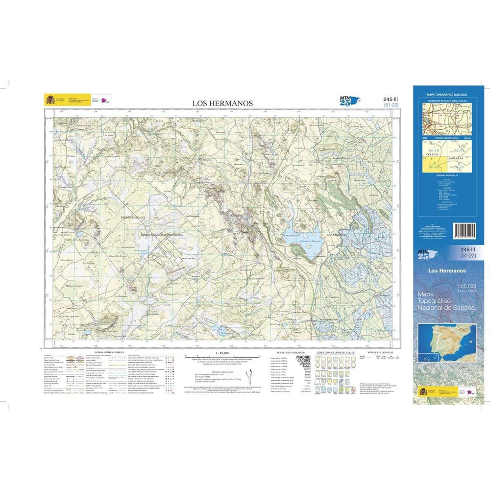 Carte topographique de l'Espagne n° 0245.3 - Los Hermanos | CNIG - 1/25 000 carte pliée CNIG 