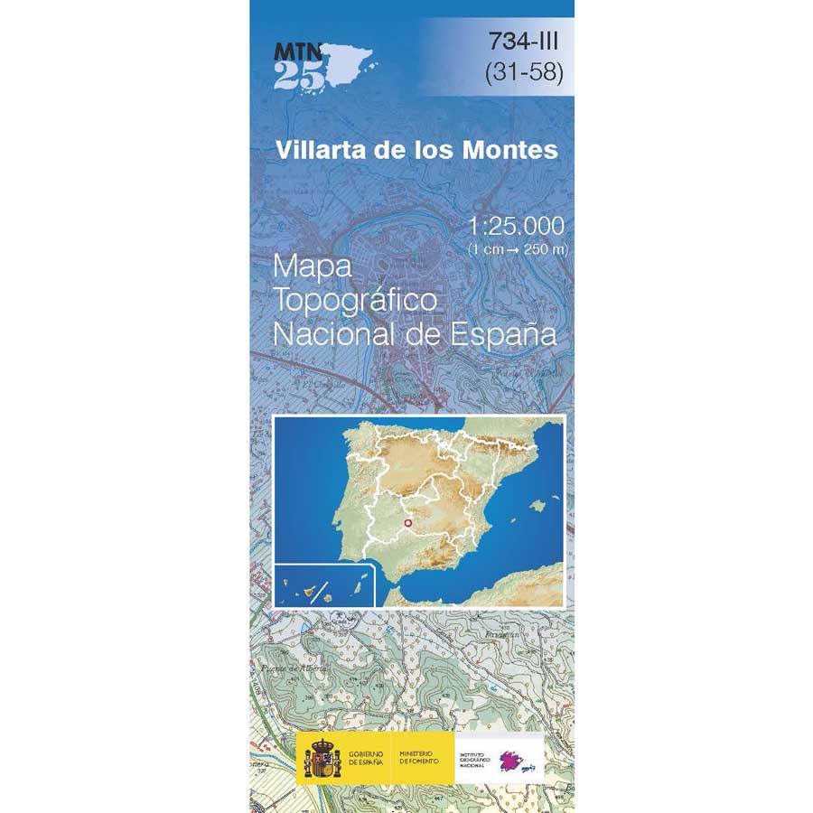 Carte topographique de l'Espagne n° 0734.3 - Villarta De Los Montes | CNIG - 1/25 000 carte pliée CNIG 