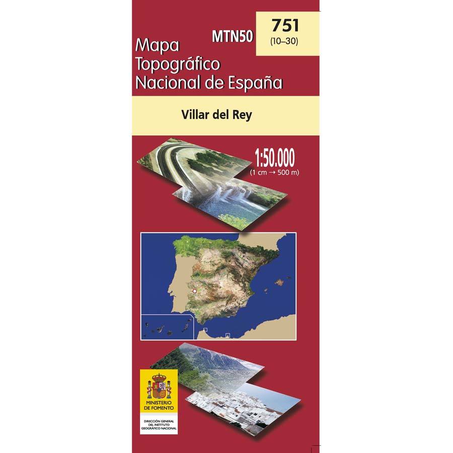 Carte topographique de l'Espagne n° 0751 - Villar del Rey | CNIG - 1/50 000 carte pliée CNIG 