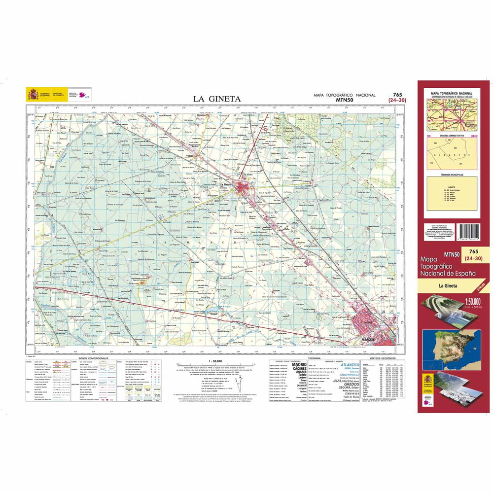 Carte topographique de l'Espagne n° 0765 - La Gineta | CNIG - 1/50 000 carte pliée CNIG 