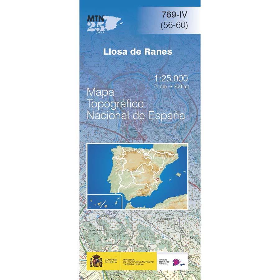 Carte topographique de l'Espagne n° 0769.4 - Llosa de Ranes | CNIG - 1/25 000 carte pliée CNIG 