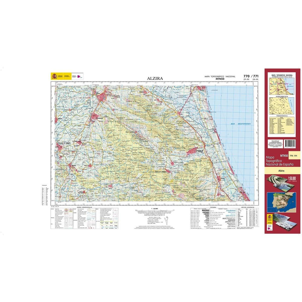 Carte topographique de l'Espagne n° 0770/771 - Alzira | CNIG - 1/50 000 carte pliée CNIG 