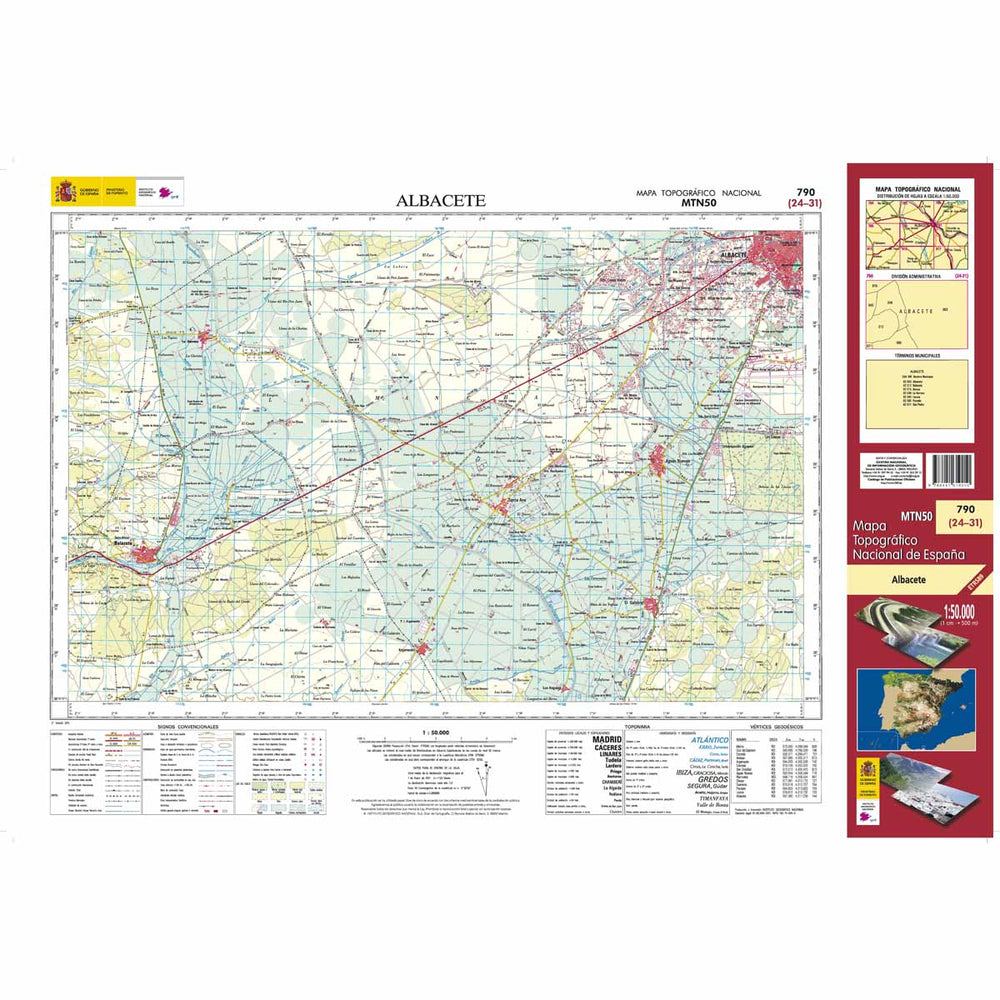 Carte topographique de l'Espagne n° 0790 - Albacete | CNIG - 1/50 000 carte pliée CNIG 