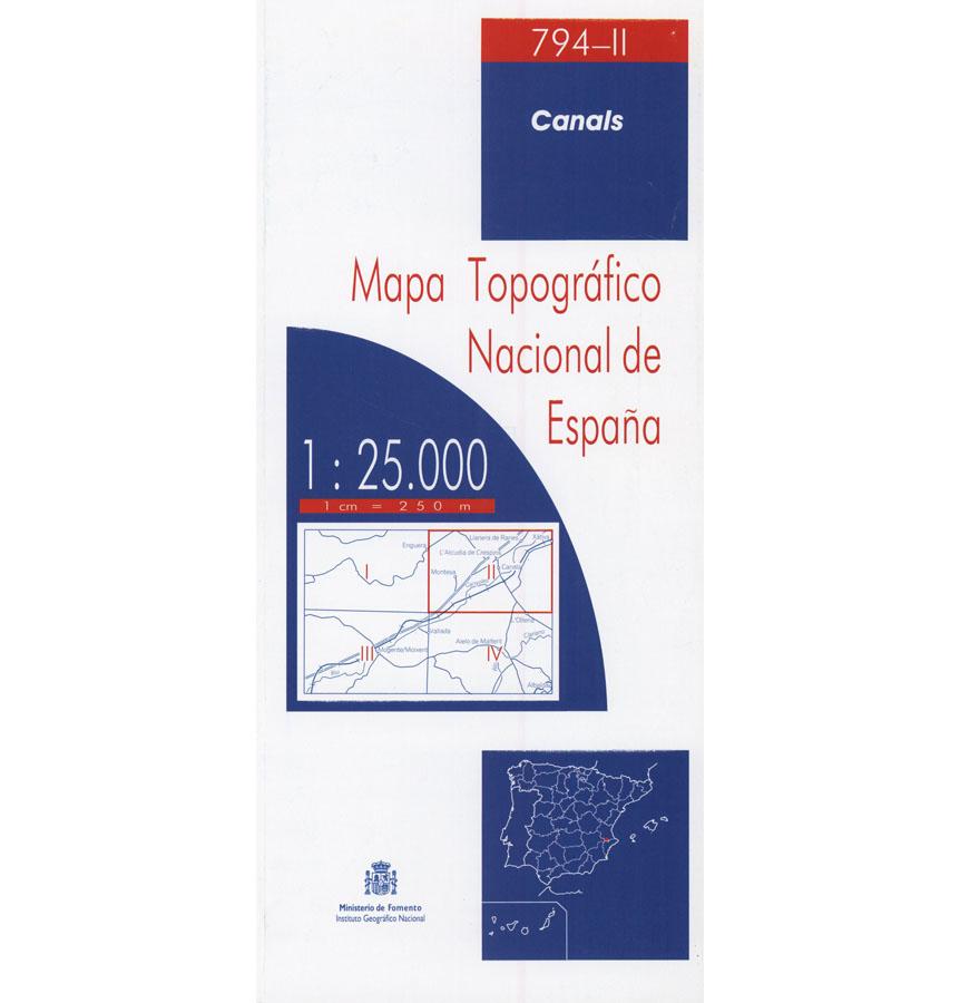 Carte topographique de l'Espagne n° 0794.2 - Canals | CNIG - 1/25 000 carte pliée CNIG 