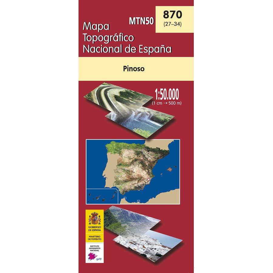 Carte topographique de l'Espagne n° 0870 - Pinoso | CNIG - 1/50 000 carte pliée CNIG 
