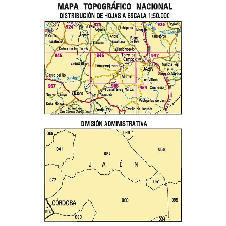 Carte topographique de l'Espagne n° 0946 - Martos | CNIG - 1/50 000 carte pliée CNIG 