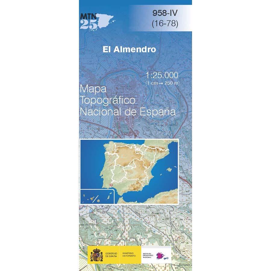Carte topographique de l'Espagne n° 0958.4 - El Almendro | CNIG - 1/25 000 carte pliée CNIG 