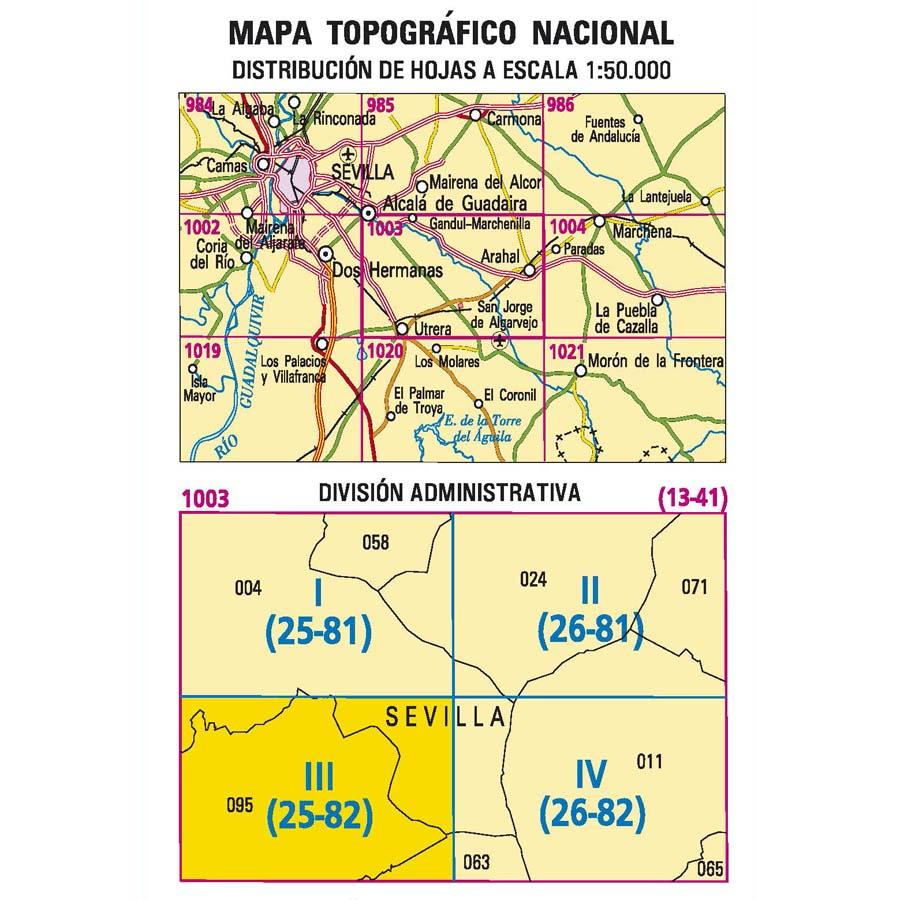 Carte topographique de l'Espagne n° 1003.3 - Utrera | CNIG - 1/25 000 carte pliée CNIG 