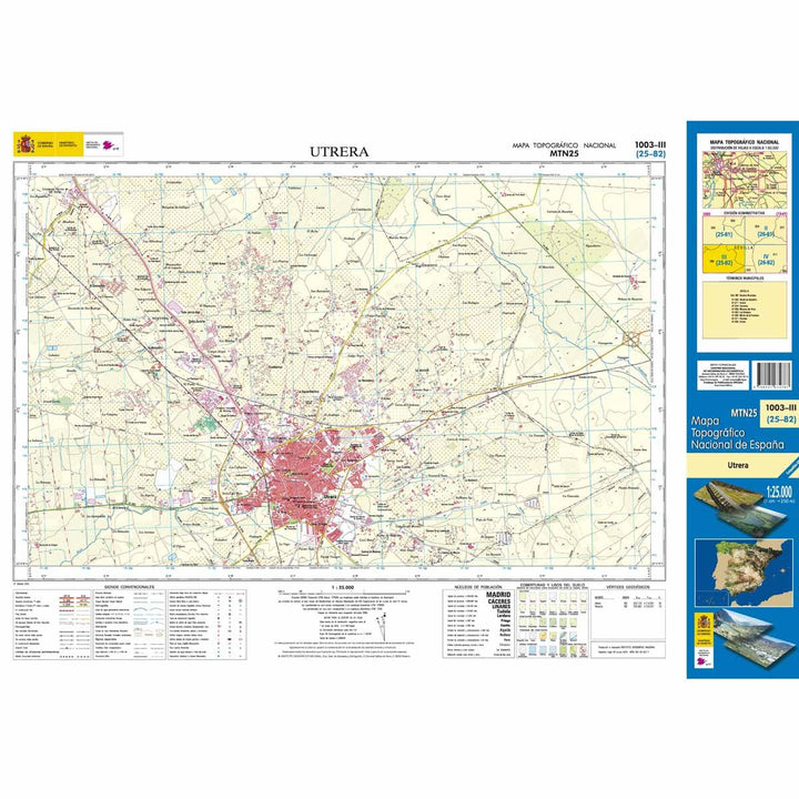 Carte topographique de l'Espagne n° 1003.3 - Utrera | CNIG - 1/25 000 carte pliée CNIG 