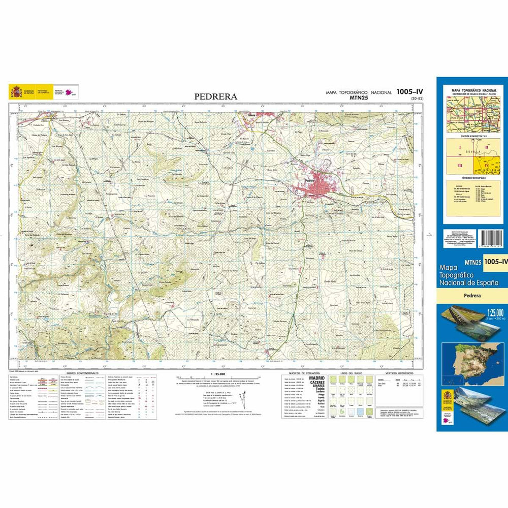 Carte topographique de l'Espagne n° 1005.4 - Pedrera | CNIG - 1/25 000 carte pliée CNIG 
