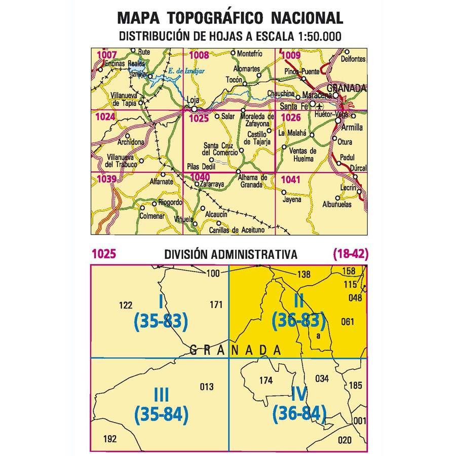 Carte topographique de l'Espagne n° 1025.2 - Castillo de Tajarja | CNIG - 1/25 000 carte pliée CNIG 