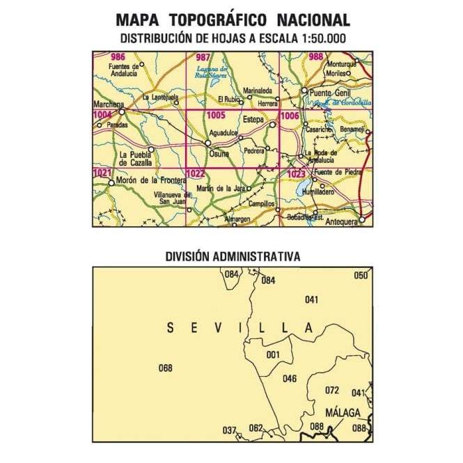 Carte topographique de l'Espagne - Osuna, n° 1005 | CNIG - 1/50 000 carte pliée CNIG 