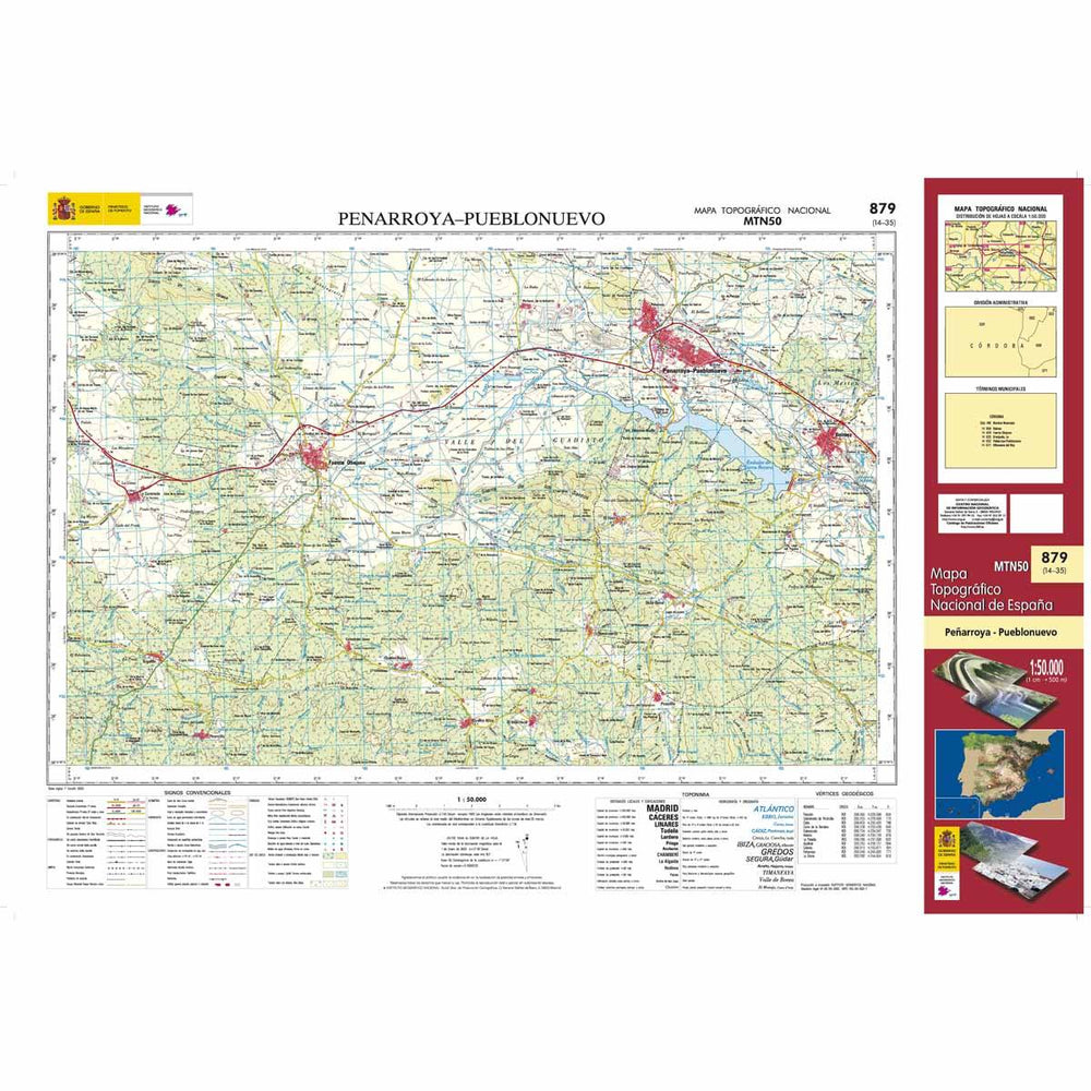 Carte topographique de l'Espagne - Peñarroya-Pueblonuevo, n° 0879 | CNIG - 1/50 000 carte pliée CNIG 